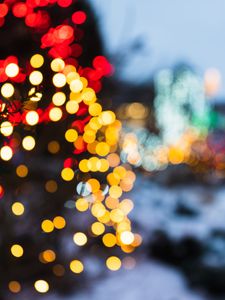 Preview wallpaper tree, lights, bokeh, blur, new year