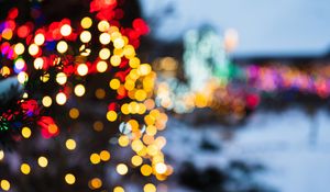 Preview wallpaper tree, lights, bokeh, blur, new year