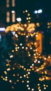 Preview wallpaper tree, lights, bokeh, glare, new year, festive