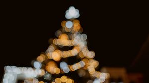 Preview wallpaper tree, lights, bokeh, glare, blur