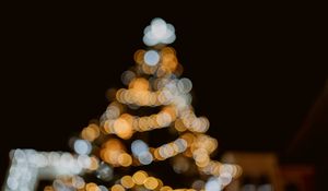 Preview wallpaper tree, lights, bokeh, glare, blur