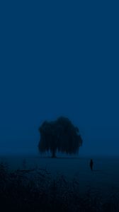 Preview wallpaper tree, man, silhouette, alone, dusk