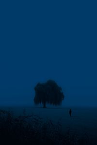Preview wallpaper tree, man, silhouette, alone, dusk