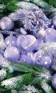 Preview wallpaper tree, needles, christmas decorations, balloons, glitter