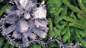 Preview wallpaper tree, needles, christmas decorations, tinsel, holiday