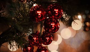 Preview wallpaper tree, new year, decoration, balls, cones