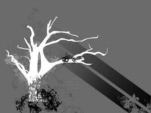 Preview wallpaper tree, ornaments, black, white, gray