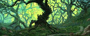 Preview wallpaper tree, path, forest, landscape, art