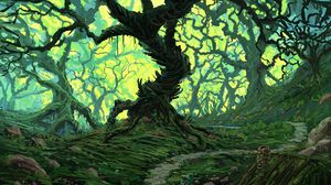Preview wallpaper tree, path, forest, landscape, art