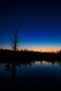 Preview wallpaper tree, river, reflection, evening