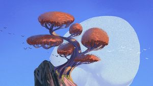 Preview wallpaper tree, rock, island, water, art