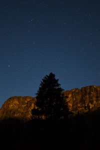 Preview wallpaper tree, rock, mountain, night