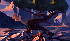 Preview wallpaper tree, ruins, fantasy, art
