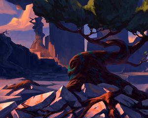 Preview wallpaper tree, ruins, fantasy, art