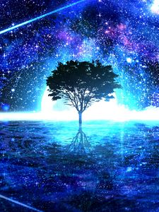 Preview wallpaper tree, shine, art, stars, bright