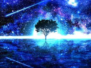 Preview wallpaper tree, shine, art, stars, bright