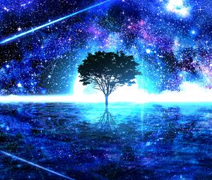 Preview wallpaper tree, shine, art, stars, bright