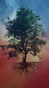 Preview wallpaper tree, silhouette, sky, art