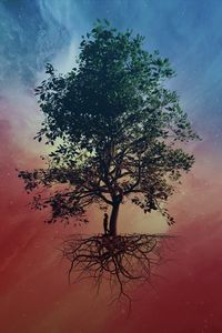 Preview wallpaper tree, silhouette, sky, art