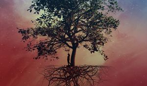 Preview wallpaper tree, silhouette, sky, art