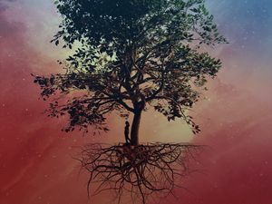 Preview wallpaper tree, silhouette, sky, art
