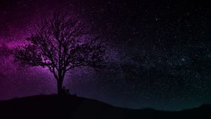 Preview wallpaper tree, silhouette, starry sky, dark, art