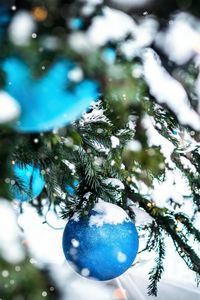 Preview wallpaper tree, snow, decoration, baubles, new year, christmas