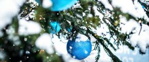 Preview wallpaper tree, snow, decoration, baubles, new year, christmas