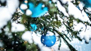 Preview wallpaper tree, snow, decoration, baubles, new year, christmas