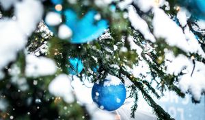 Preview wallpaper tree, snow, decoration, baubles, new year, christmas