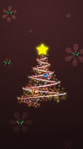 Preview wallpaper tree, snowflakes, stars, bells