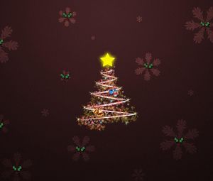 Preview wallpaper tree, snowflakes, stars, bells