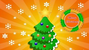 Preview wallpaper tree, star, snowflake, rays, christmas, holiday, inscription