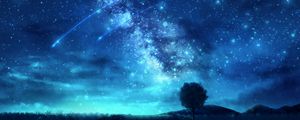 Preview wallpaper tree, starry sky, space, art