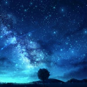 Preview wallpaper tree, starry sky, space, art