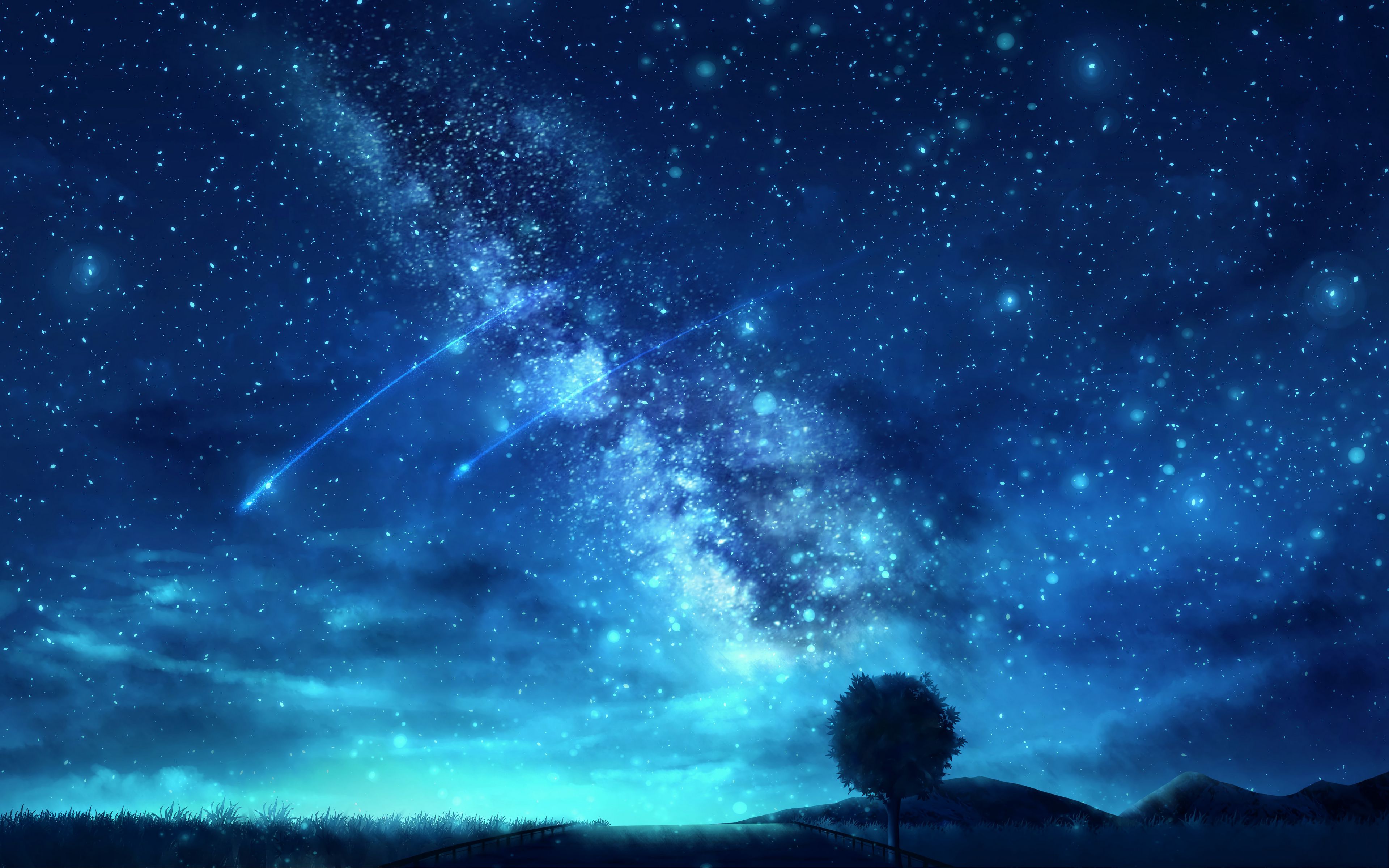 Download wallpaper 3840x2400 tree, starry sky, space, art 4k ultra hd ...