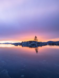 Preview wallpaper tree, stones, island, lake, nature