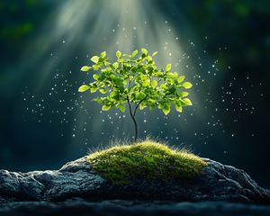 Preview wallpaper tree, stones, light, shine, nature