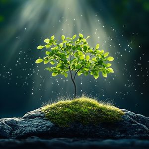 Preview wallpaper tree, stones, light, shine, nature