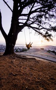 Preview wallpaper tree, swing, girl, nature, view