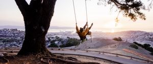 Preview wallpaper tree, swing, girl, nature, view