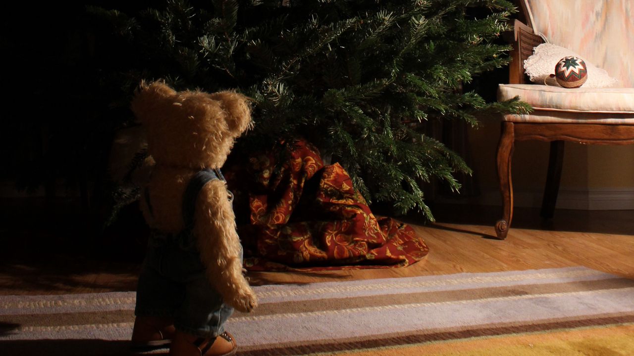 Wallpaper tree, toy, teddy bear, new year, christmas