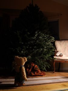 Preview wallpaper tree, toy, teddy bear, new year, christmas