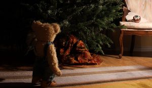 Preview wallpaper tree, toy, teddy bear, new year, christmas