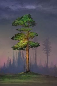 Preview wallpaper tree, trees, silhouettes, grass, art