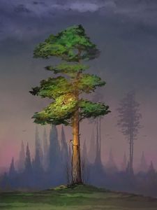 Preview wallpaper tree, trees, silhouettes, grass, art