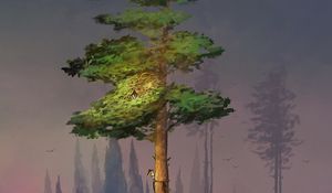 Preview wallpaper tree, trees, silhouettes, grass, art