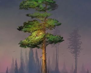 Preview wallpaper tree, trees, silhouettes, grass, art