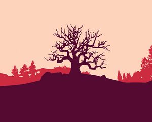 Preview wallpaper tree, vector, art, hill, landscape