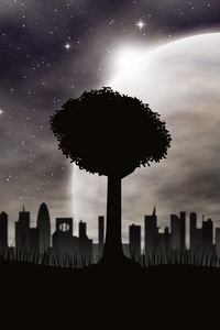 Preview wallpaper tree, vector, city, silhouettes
